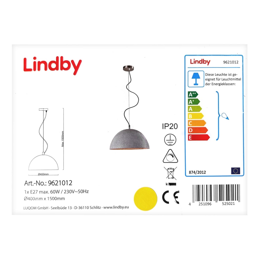 Lindby - Chandelier on a string JELIN 1xE27/60W/230V