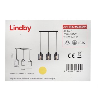 Lindby - Chandelier on a string KOURTNEY 3xE27/60W/230V
