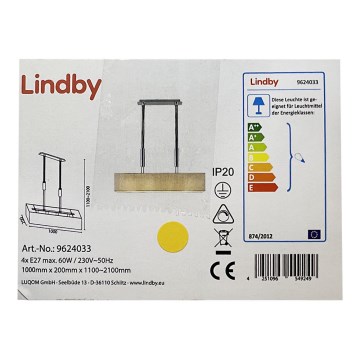 Lindby - Chandelier on a string MARIAT 4xE27/60W/230V