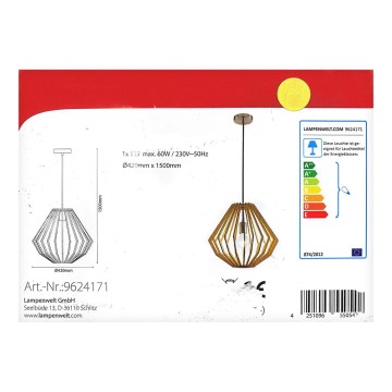 Lindby - Chandelier on a string SIGGIE 1xE27/60W/230V