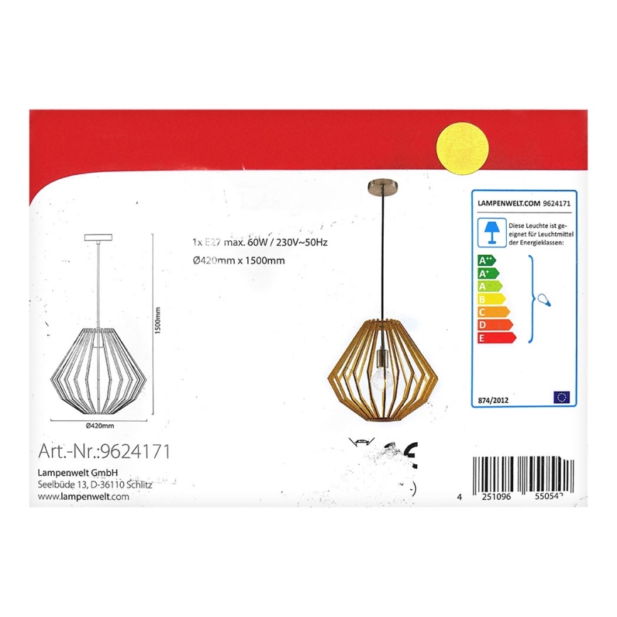 Lindby - Chandelier on a string SIGGIE 1xE27/60W/230V