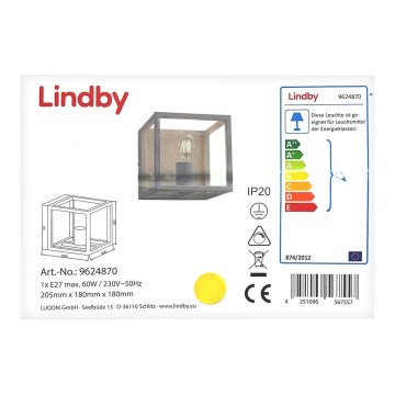 Lindby - Wall light MERON 1xE27/60W/230V