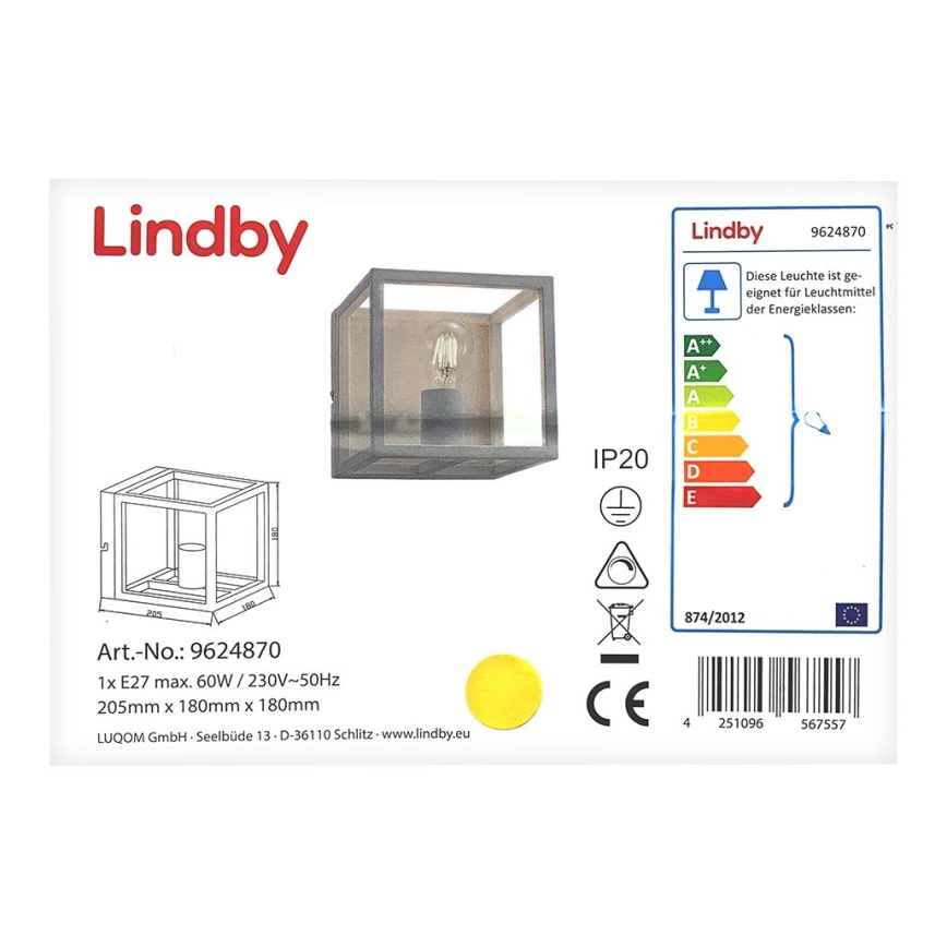 Lindby - Wall light MERON 1xE27/60W/230V