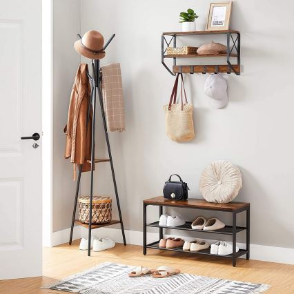 LINEA Freestanding Coat Rack, Black/Brown