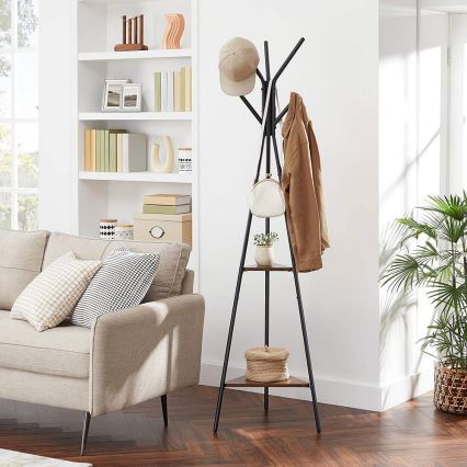 LINEA Freestanding Coat Rack, Black/Brown