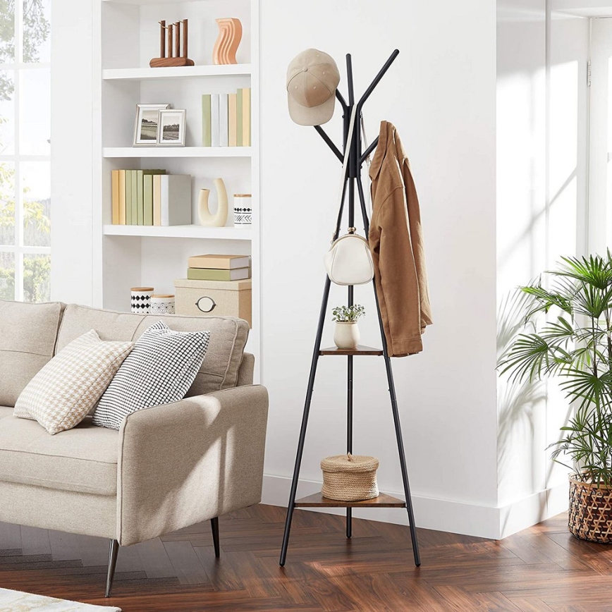 LINEA Freestanding Coat Rack, Black/Brown