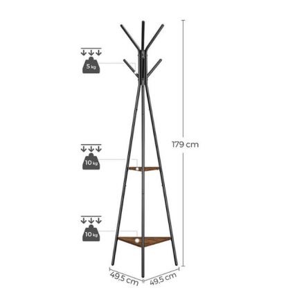 LINEA Freestanding Coat Rack, Black/Brown