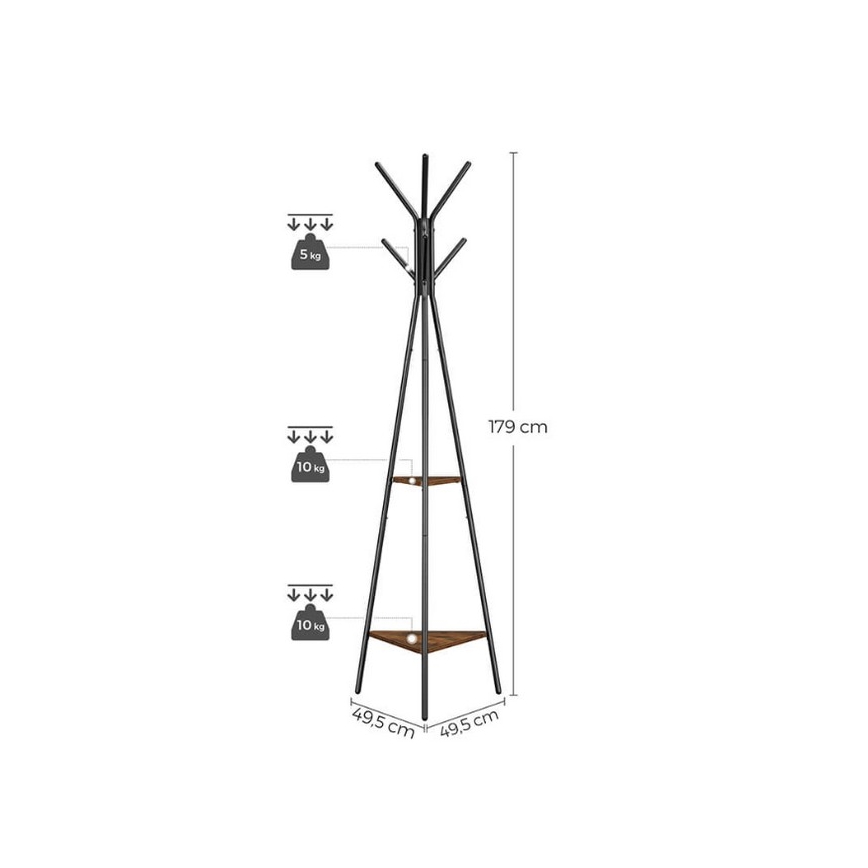 LINEA Freestanding Coat Rack, Black/Brown