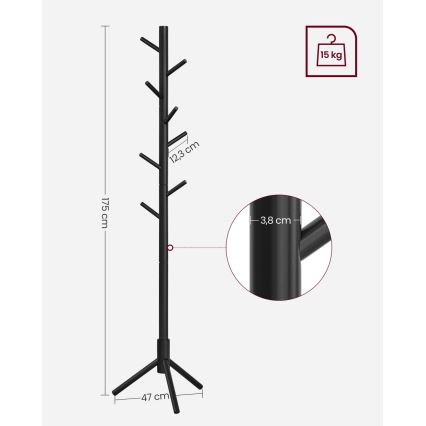 LINEA Freestanding Coat Rack, Black