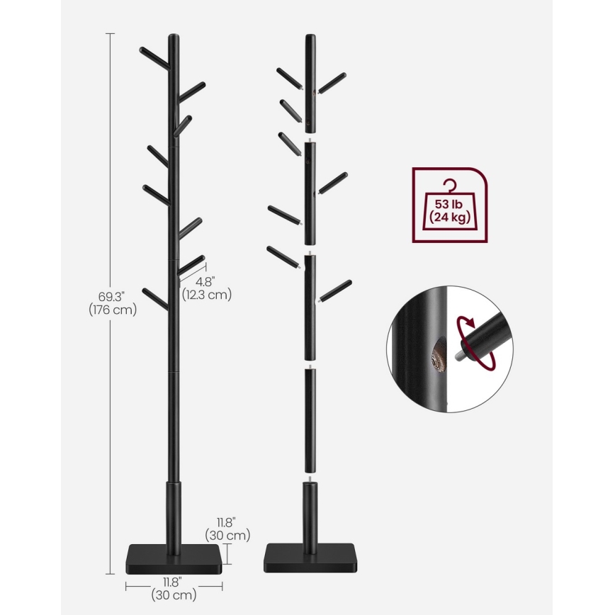 LINEA Freestanding Coat Rack, Black