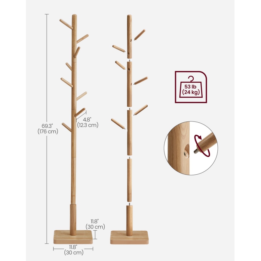 LINEA Freestanding Coat Rack, Brown