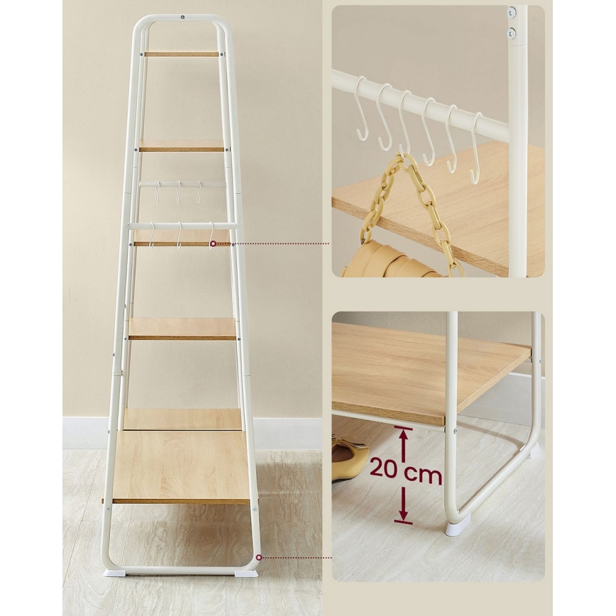 LINEA Freestanding Coat Rack, White/Brown
