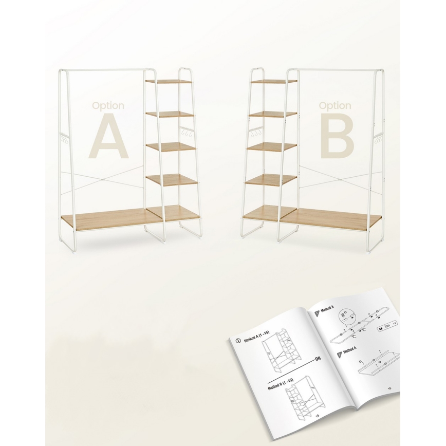 LINEA Freestanding Coat Rack, White/Brown