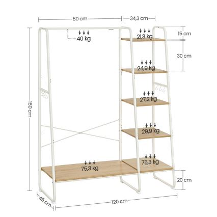 LINEA Freestanding Coat Rack, White/Brown