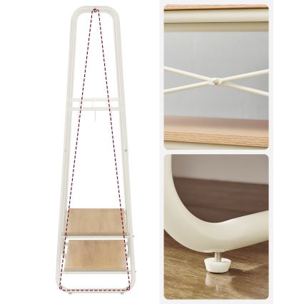 LINEA Freestanding Coat Rack, White/Brown