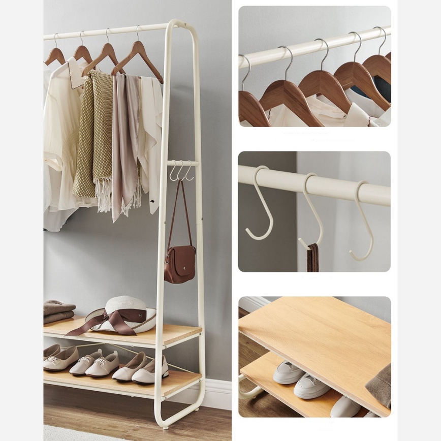 LINEA Freestanding Coat Rack, White/Brown