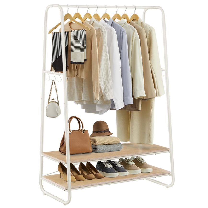 LINEA Freestanding Coat Rack, White/Brown