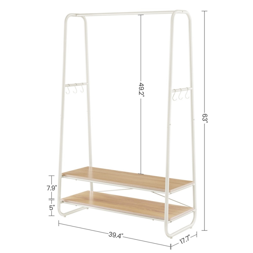 LINEA Freestanding Coat Rack, White/Brown