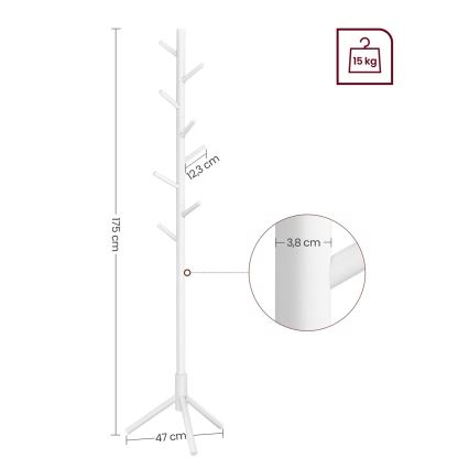 LINEA Freestanding Coat Rack, White