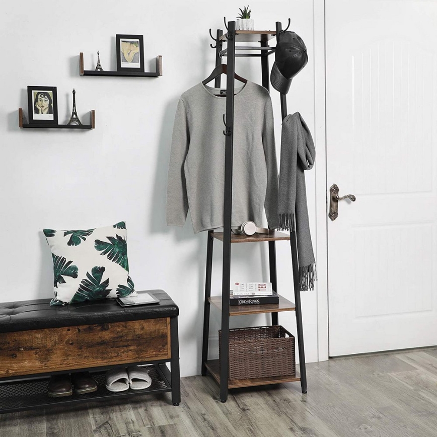 LINEA Freestanding Coat Rack — Black/Brown