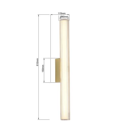 LINEA LED Bathroom Mirror Light, 12W, 230V, 3000/4000/6000K, IP44, 61 cm, Gold