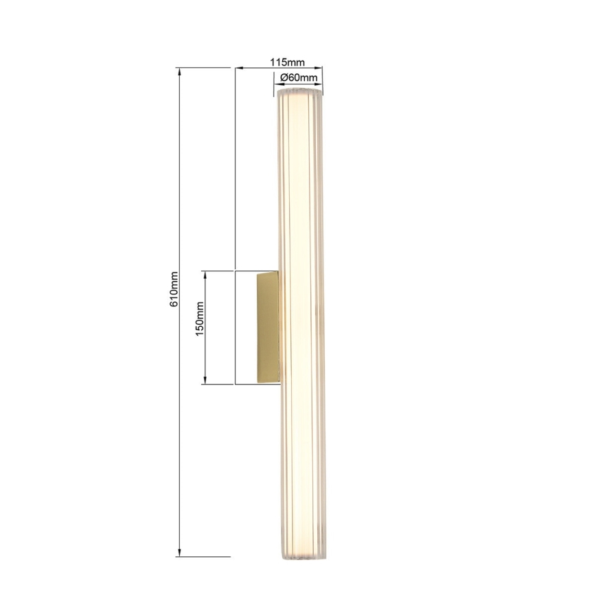 LINEA LED Bathroom Mirror Light, 12W, 230V, 3000/4000/6000K, IP44, 61 cm, Gold