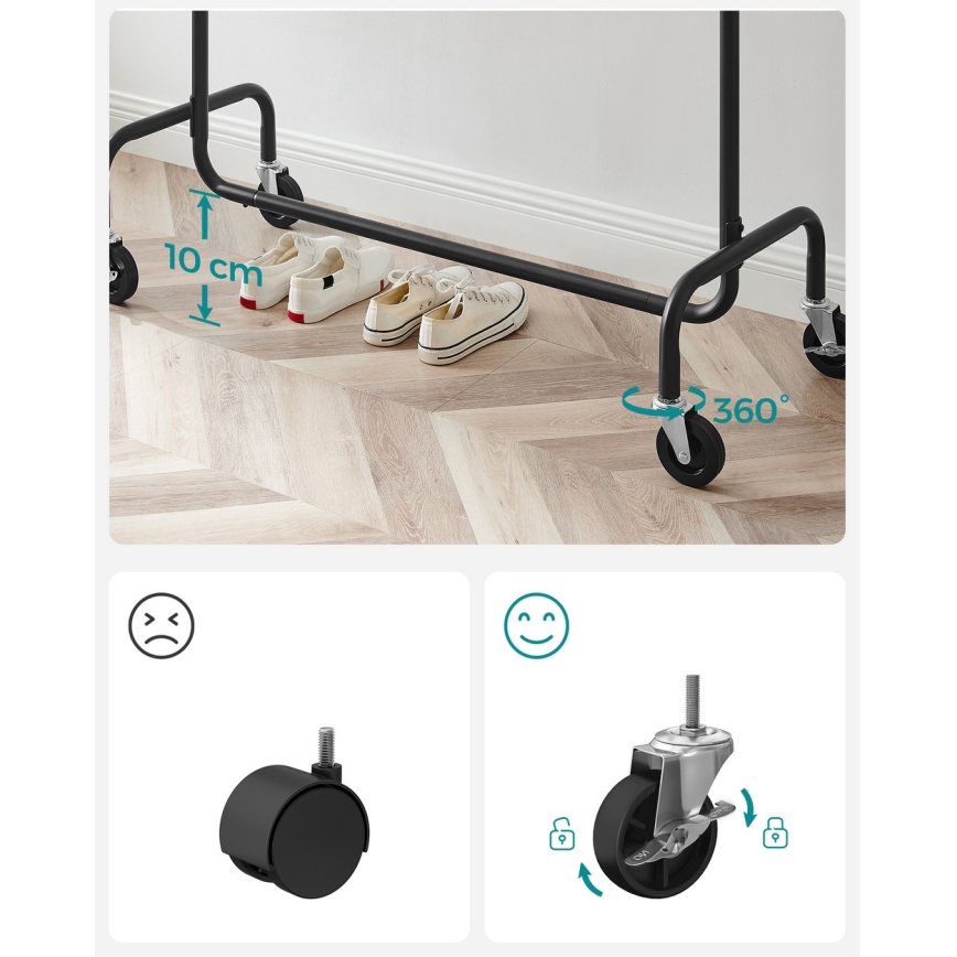 LINEA Mobile Freestanding Coat Rack, Black