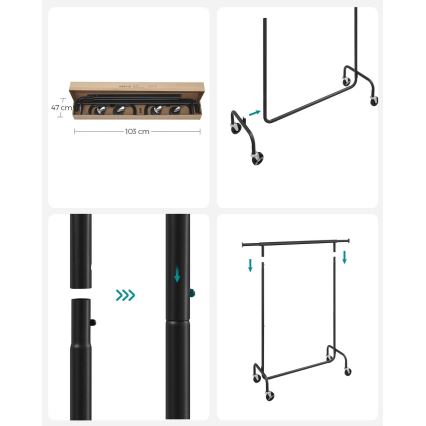 LINEA Mobile Freestanding Coat Rack, Black