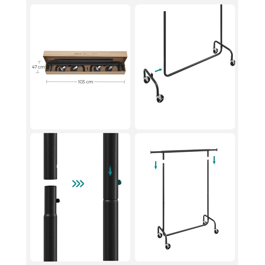 LINEA Mobile Freestanding Coat Rack, Black