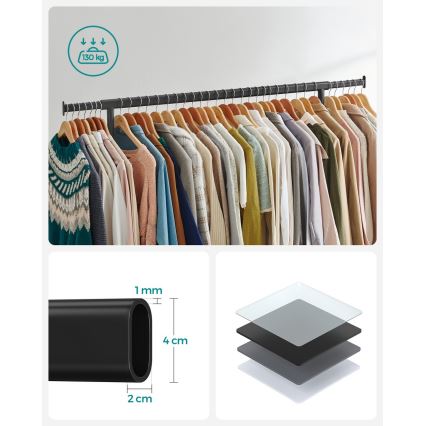 LINEA Mobile Freestanding Coat Rack, Black