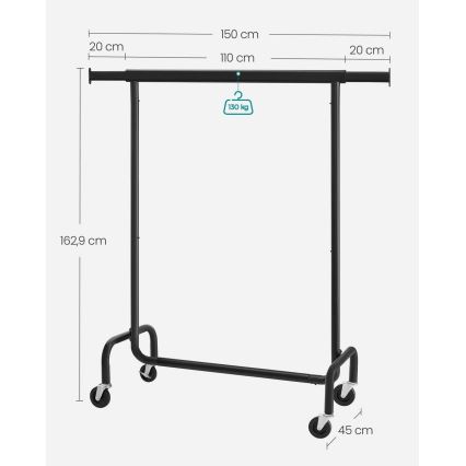 LINEA Mobile Freestanding Coat Rack, Black