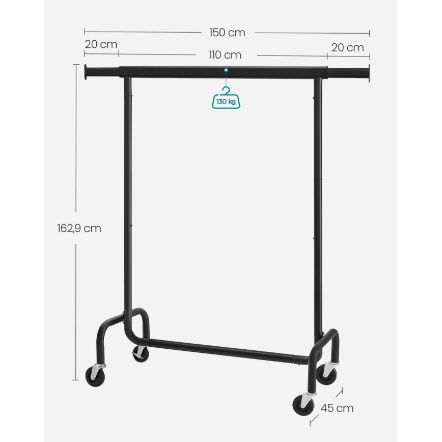 LINEA Mobile Freestanding Coat Rack, Black