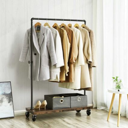 LINEA Mobile Freestanding Coat Rack, Brown/Black