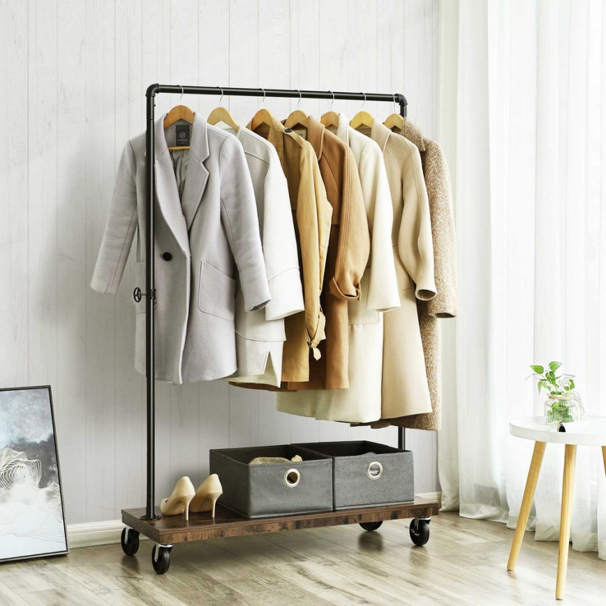 LINEA Mobile Freestanding Coat Rack, Brown/Black