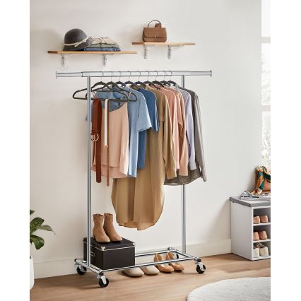 LINEA Mobile Freestanding Coat Rack, Silver