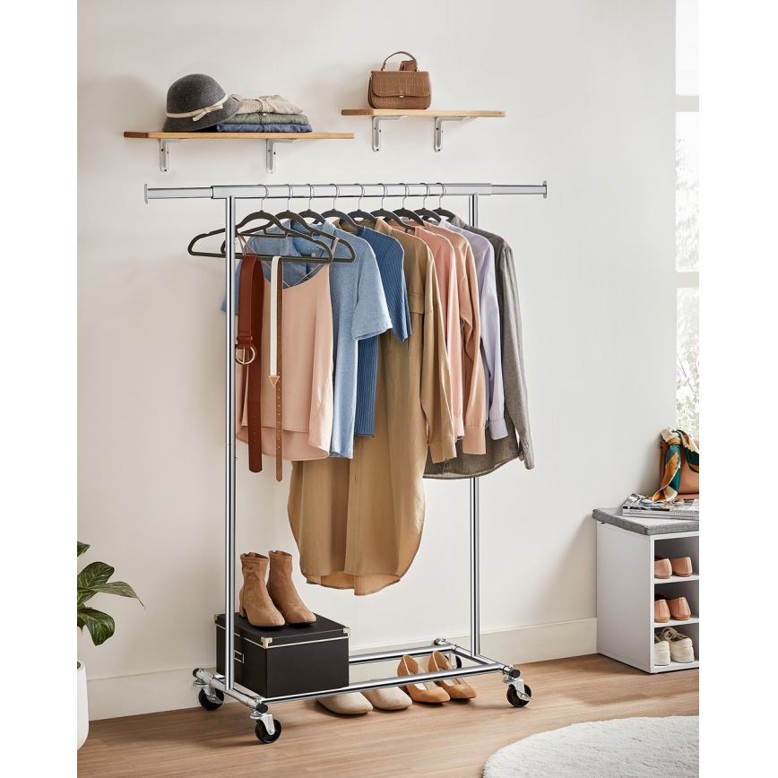 LINEA Mobile Freestanding Coat Rack, Silver