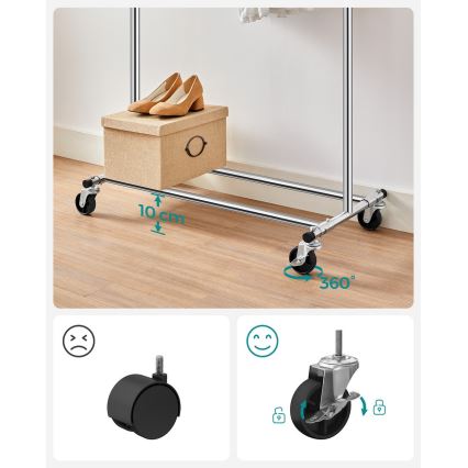 LINEA Mobile Freestanding Coat Rack, Silver