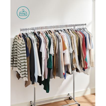 LINEA Mobile Freestanding Coat Rack, Silver