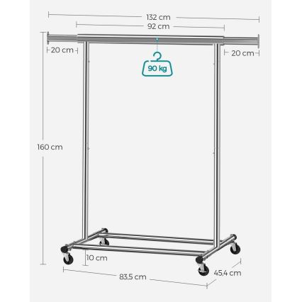 LINEA Mobile Freestanding Coat Rack, Silver