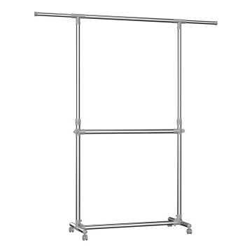LINEA Mobile Freestanding Coat Rack, Silver