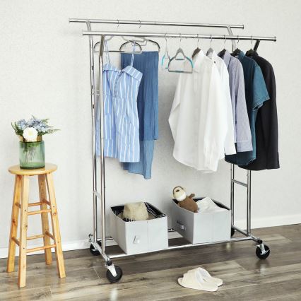 LINEA Mobile Freestanding Coat Rack – Silver