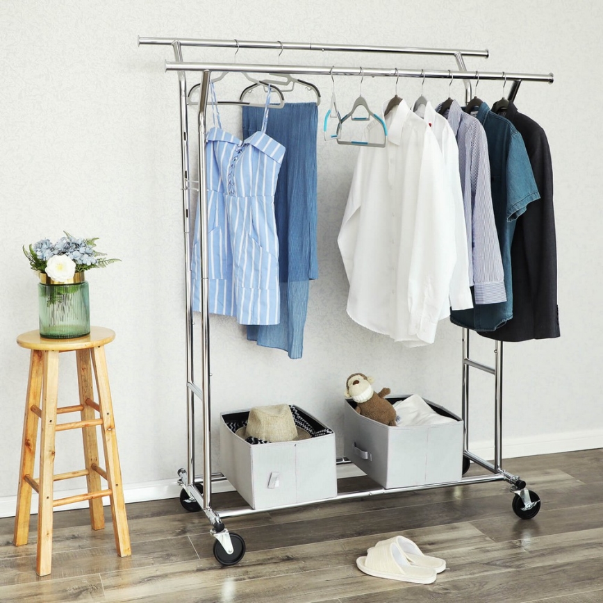 LINEA Mobile Freestanding Coat Rack – Silver
