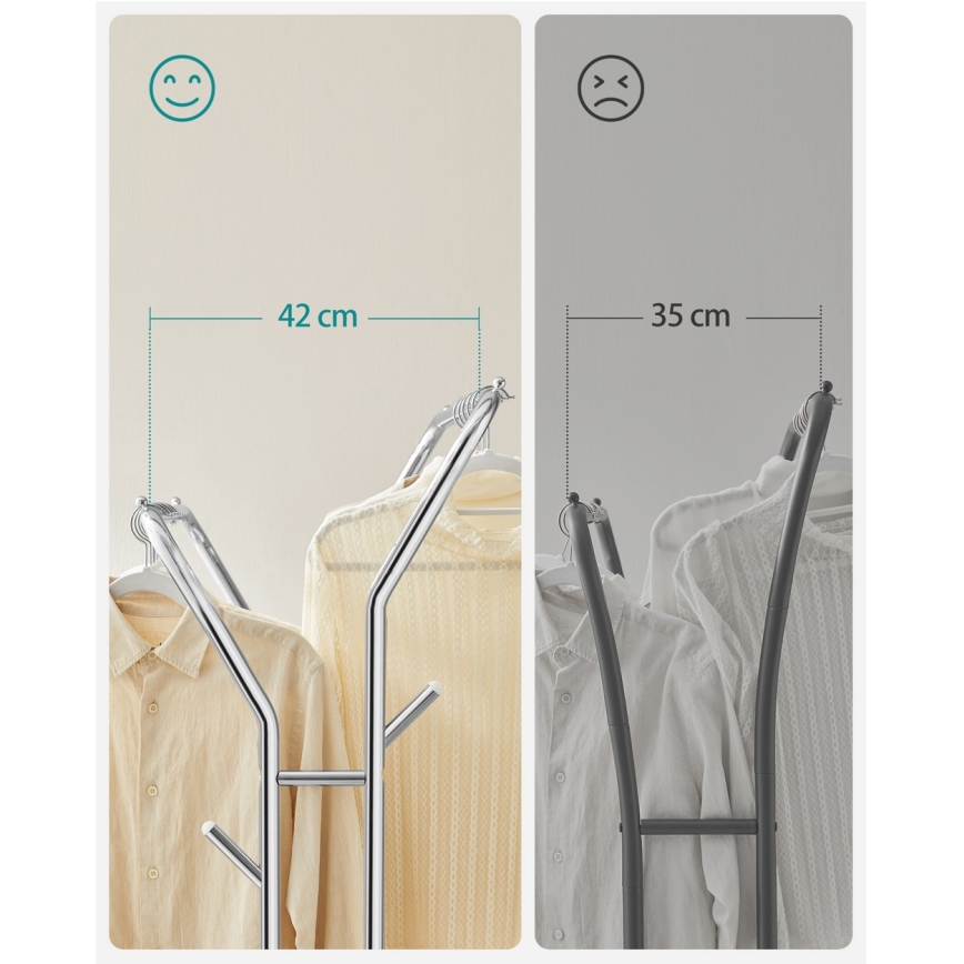 LINEA Mobile Freestanding Coat Rack, Silver