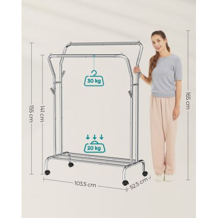 LINEA Mobile Freestanding Coat Rack, Silver