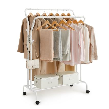 LINEA Mobile Freestanding Coat Rack, White