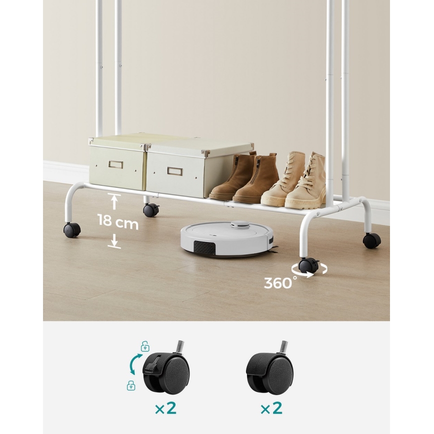 LINEA Mobile Freestanding Coat Rack, White