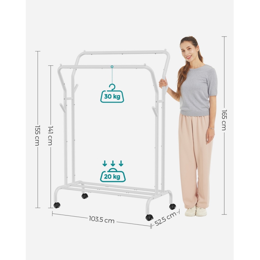 LINEA Mobile Freestanding Coat Rack, White