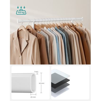 LINEA Mobile Freestanding Coat Rack, White