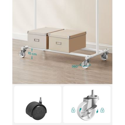 LINEA Mobile Freestanding Coat Rack, White