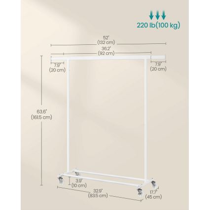 LINEA Mobile Freestanding Coat Rack, White